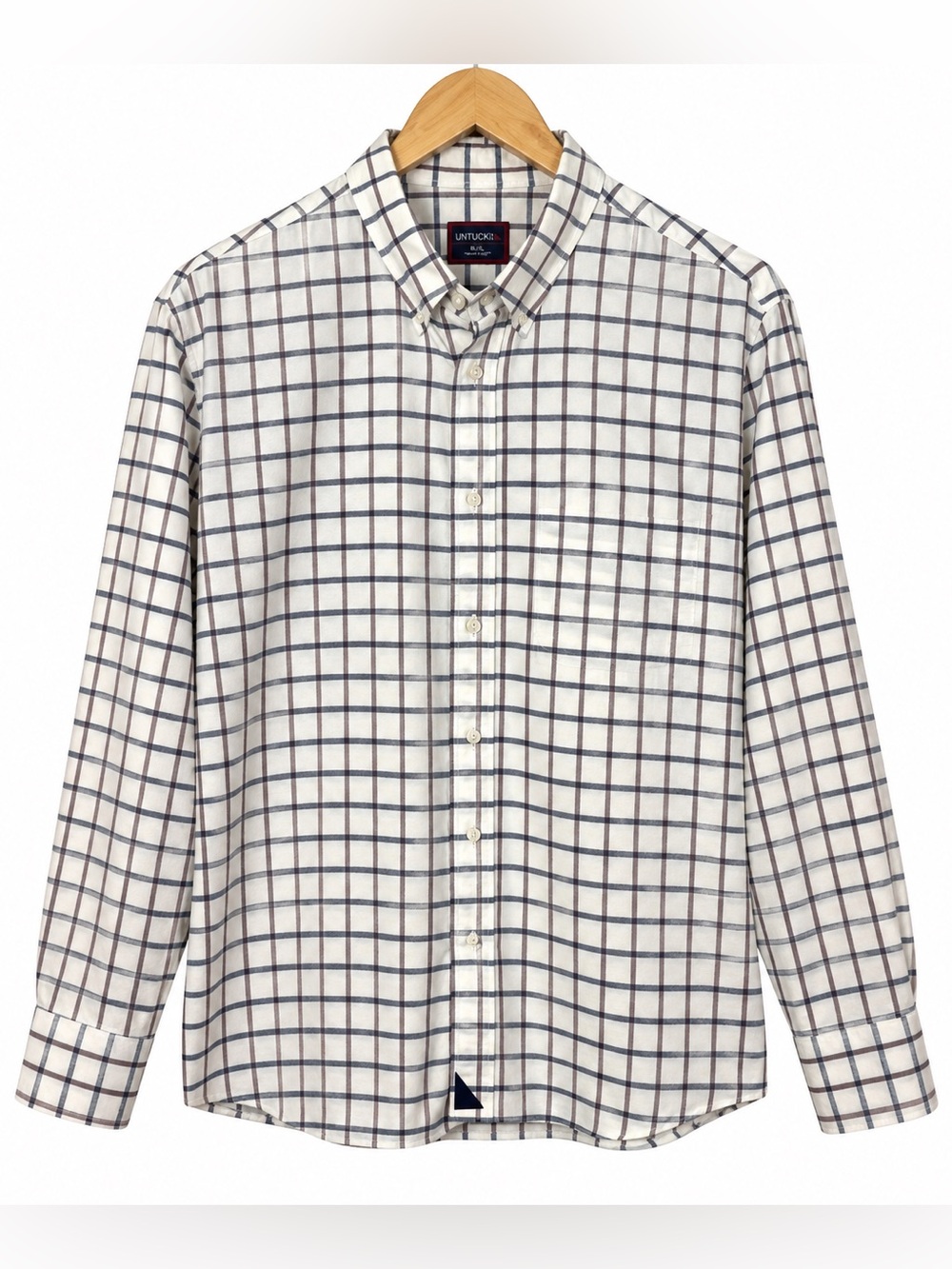 UNTUCKit Mens XXL Plaid Button Down Shirt 100% Cotton Long Sleeve Blue Burgundy